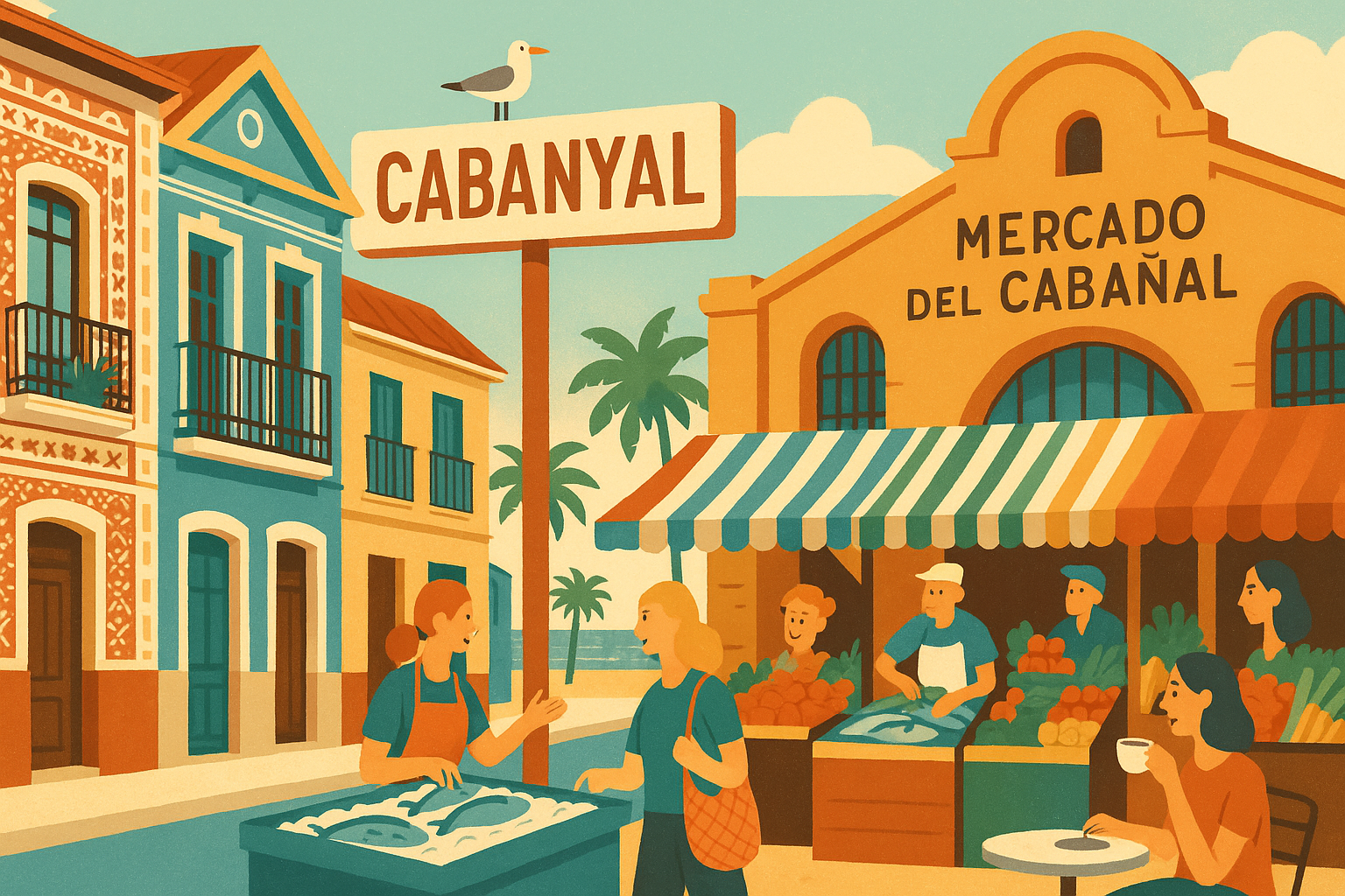 Ilustración del barrio del Cabañal en Valencia
