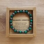 Pulsera de piedra. Malaquita + Hematita