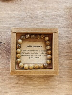pulsera de piedra jaspe madera