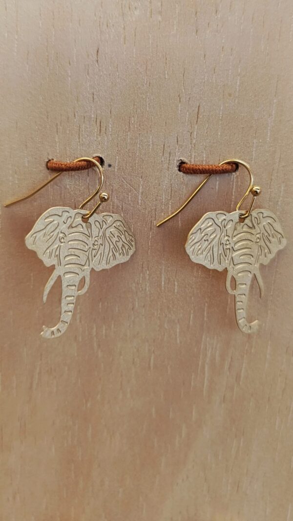 Pendientes elefante dorados de acero inoxidable