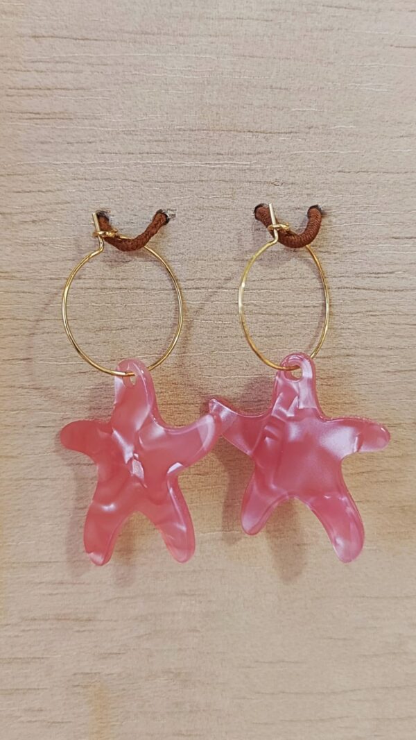 Pendientes estrella rosa intensa dorados de acero inoxidable