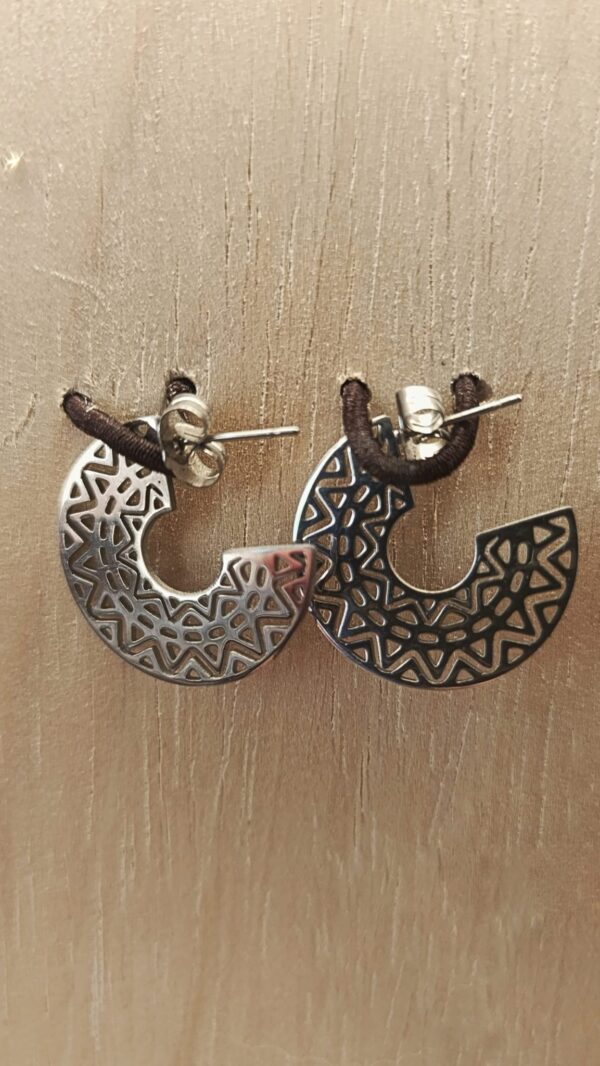 Pendientes aro geométrico plateados de acero inoxidable
