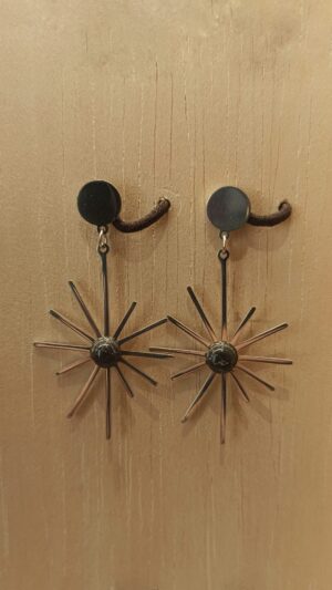 Pendientes radiales con centro oscuro y varillas de acero inoxidable